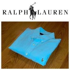 (Choose 3 for $90) Ralph Lauren, custom fit blue dress shirt!